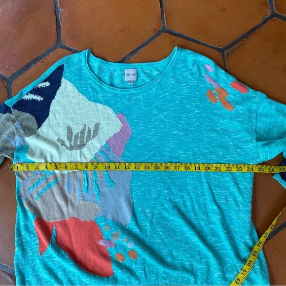 Women's Nic + Zoe Abstract Floral Linen Blend Sweater Travel Resort Size XL - Picture 8 of 8